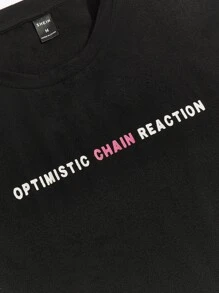 Manfinity RebelGame Men Slogan Graphic Tee & Drawstring Waist Shorts - Pink - View 3