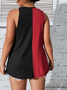 SHEIN Clasi Plus Two Tone Asymmetrical Hem Tank Top - Multicolor - View 2