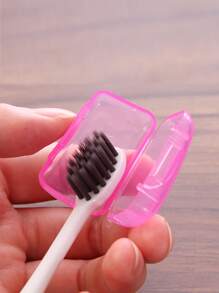 1 pieza de cubierta de cabeza de cepillo de dientes portátil transparente, Mini tapa de cepillo de dientes de plástico Simple para viajes - Multicolor - Ver 1