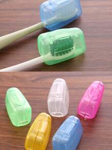 1 pieza de cubierta de cabeza de cepillo de dientes portátil transparente, Mini tapa de cepillo de dientes de plástico Simple para viajes - Multicolor - Ver 3
