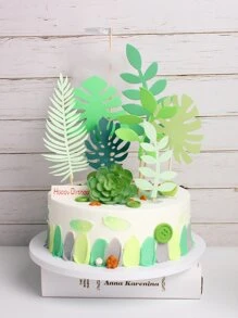 7 piezas decoración de pastel de hoja - Verde - Ver 2