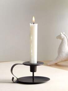 1pc Iron Candle Holder, European Style Minimalist Candle Stand For Home - Black - View 1