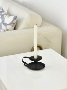 1pc Iron Candle Holder, European Style Minimalist Candle Stand For Home - Black - View 3