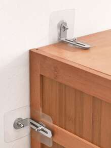 1pc Stainless Steel Furniture Fixing Holder, Wardrobe Fixing Tool For Home - Clear - View 5