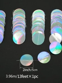 1pc Party Decorative Garland, Metallic Silver Paper Streamer, For Home Decor, Party Background Decoration - Multicolor - View 5