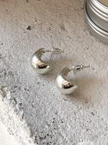 DAZY 極簡耳釘 - 銀色 - 查看 8