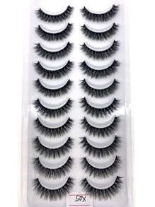 10 Pairs Natural Look Crisscross Thick & Curly Faux Mink Eyelashes, Soft False Eyelashes Extension Makeup Tools - 黑色 - 查看 1