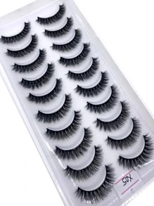 10 Pairs Natural Look Crisscross Thick & Curly Faux Mink Eyelashes, Soft False Eyelashes Extension Makeup Tools - 黑色 - 查看 2