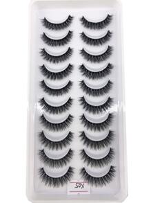 10 Pairs Natural Look Crisscross Thick & Curly Faux Mink Eyelashes, Soft False Eyelashes Extension Makeup Tools - 黑色 - 查看 3