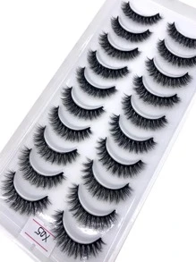 10 Pairs Natural Look Crisscross Thick & Curly Faux Mink Eyelashes, Soft False Eyelashes Extension Makeup Tools - 黑色 - 查看 4