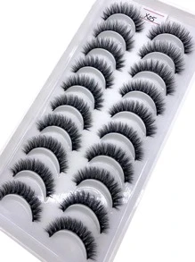 10 Pairs Natural Look Crisscross Thick & Curly Faux Mink Eyelashes, Soft False Eyelashes Extension Makeup Tools - 黑色 - 查看 5