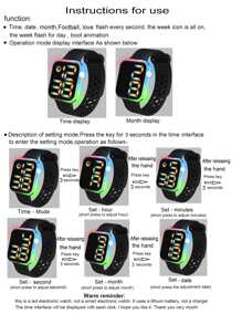 Đồng hồ điện tử chống nước phát sáng đầy màu sắc - Hồng - Xem 5