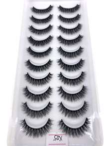 10 Pairs Natural Look Crisscross Thick & Curly Faux Mink Eyelashes, Soft False Eyelashes Extension Makeup Tools - 黑色 - 查看 6