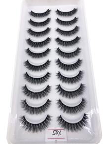 10 Pairs Natural Look Crisscross Thick & Curly Faux Mink Eyelashes, Soft False Eyelashes Extension Makeup Tools - 黑色 - 查看 7
