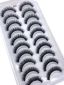 10 Pairs Natural Look Crisscross Thick & Curly Faux Mink Eyelashes, Soft False Eyelashes Extension Makeup Tools - 黑色 - 查看 8