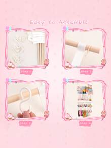 1 PC Giá treo tường bằng gỗ, Giá đỡ lưu trữ không đục lỗ cho gia đình - trắng - Xem 6