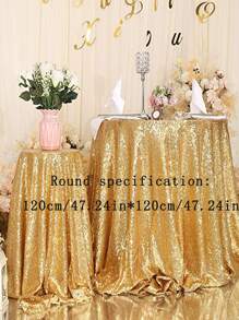 1 pieza mantel de decoración de lentejuelas, cubierta de mesa dorada para fiesta - Dorado - Ver 8