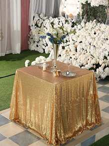 1 pieza mantel de decoración de lentejuelas, cubierta de mesa dorada para fiesta - Dorado - Ver 9
