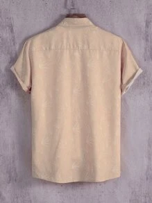 Manfinity Homme Men Leaf Print Shirt Without Tee - Khaki - View 2