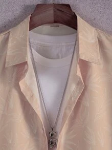 Manfinity Homme Men Leaf Print Shirt Without Tee - Khaki - View 3