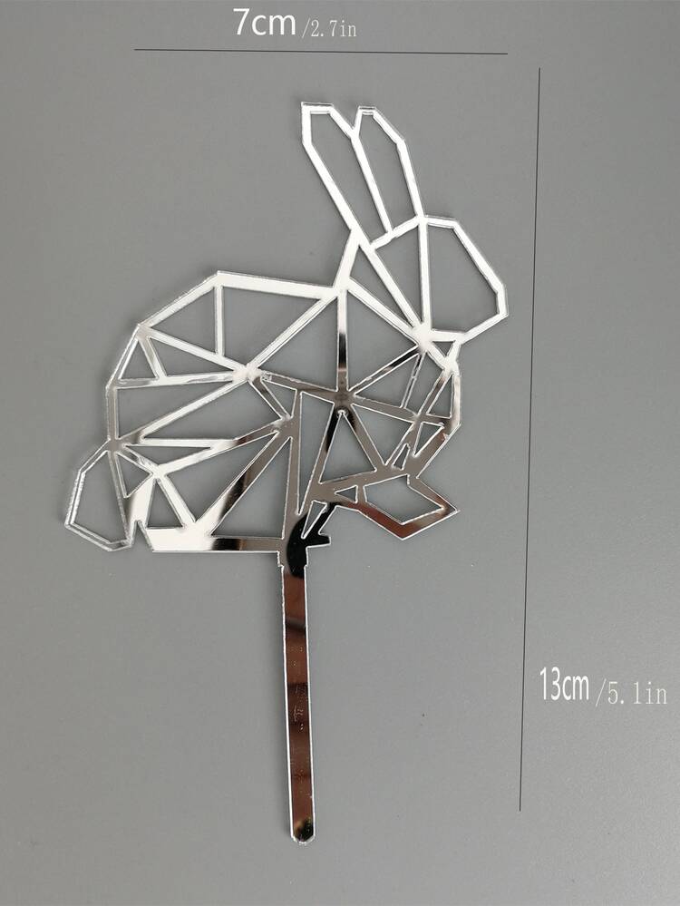 1pc PMMA Cake Topper, Creative Rabbit Design Cake Top Decoration For Party - Silver - View 2