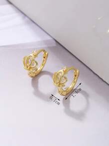 2入組皇冠造型立體耳夾,鋯石耳環 - 金黃色 - 查看 5