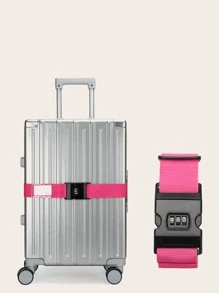 螢光紅行李箱綁帶適合旅行手提箱扣飾背帶手提箱腰帶,密碼鎖帶密碼鎖配件適合旅行適合女士男士 - 玫紅色 - 查看 1