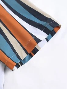 Manfinity RSRT Men Striped Shirt & Drawstring Waist Pants Without Tee - Multicolor - View 3