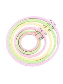 6pcs Candy-Colored Circular Embroidery Hoops (9/12/15/18/21/25cm) - Multicolor - View 1