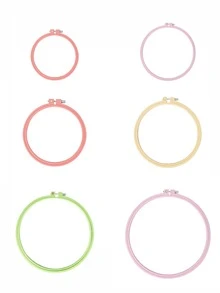 6pcs Candy-Colored Circular Embroidery Hoops (9/12/15/18/21/25cm) - Multicolor - View 2