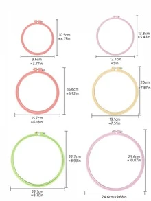 6pcs Candy-Colored Circular Embroidery Hoops (9/12/15/18/21/25cm) - Multicolor - View 3