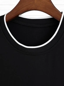 Manfinity Homme Men Contrast Striped Trim Tee - Black - View 3