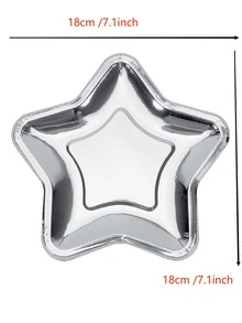 10 piezas Plato desechable en forma de estrella - Plateado - Ver 5