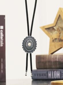 1入組向日葵吊墜項鍊帶長款PU皮革燈芯絨適用於套頭毛衣 - 白色 - 查看 3