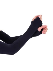 1pair Women's UV Protection Ice Silk Arm Sleeves For Party, With Mosquito Repellent Function Halloween Summer - Black - View 2