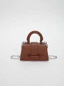 Chicas Bolsa cuadrada con cadena con tira asa superior - Marrón - Ver 1