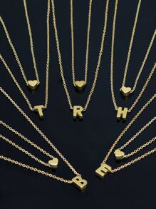 GuoShuang Bộ 2 dây chuyền mặt trái tim thời trang dành cho nữ - Vàng - Xem 1