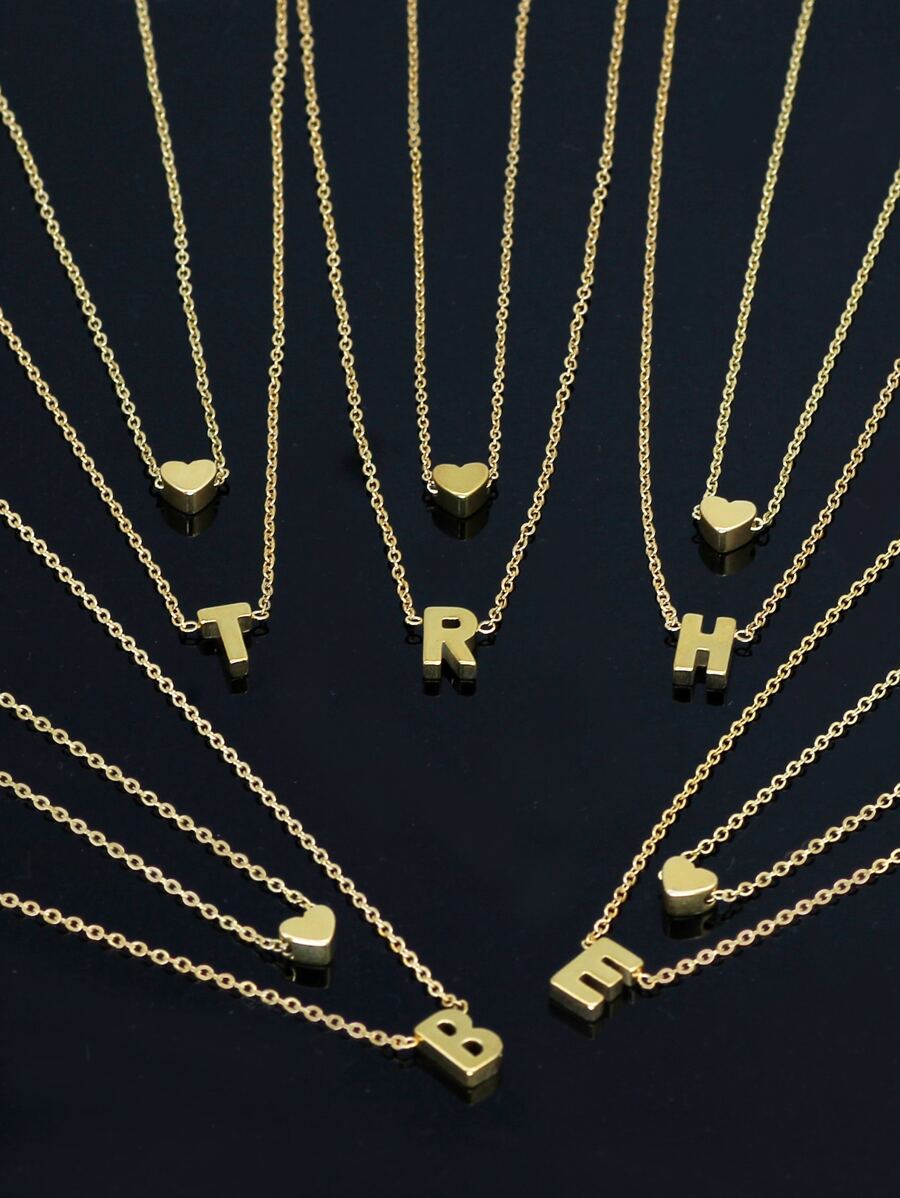 GuoShuang Bộ 2 dây chuyền mặt trái tim thời trang dành cho nữ - Vàng - Xem 1