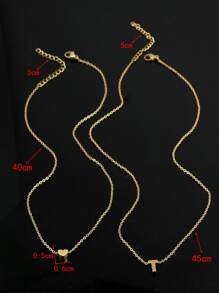 GuoShuang Bộ 2 dây chuyền mặt trái tim thời trang dành cho nữ - Vàng - Xem 6