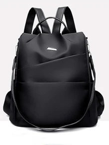 Metal Decor Functional Backpack With Adjustable Strap,Y2k, Work Bag, Backpack For School, Bags For Traveling - Black - View 1