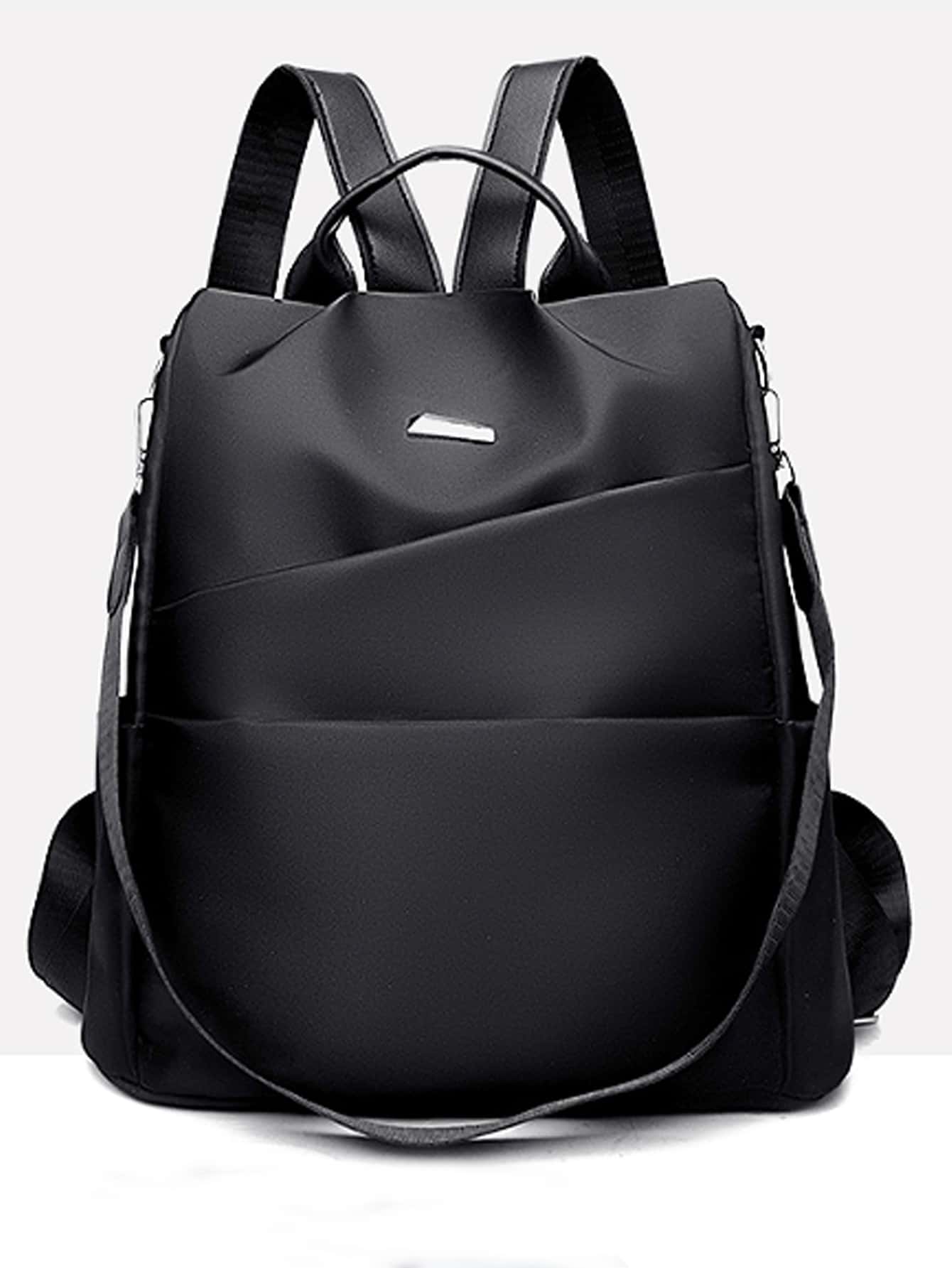Metal Decor Functional Backpack With Adjustable Strap,Y2k, Work Bag, Backpack For School, Bags For Traveling - Black - View 1