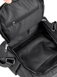 Metal Decor Functional Backpack With Adjustable Strap,Y2k, Work Bag, Backpack For School, Bags For Traveling - Black - View 4