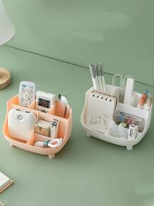 1入組桌面收納盒，多功能辦公室筆筒，沙發形狀，6個網格，大容量，化妝品和小物品整理 - 白色 - 查看 2