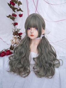alicegarden Peluca sintética largo rizado con tupe - Gris - Ver 3