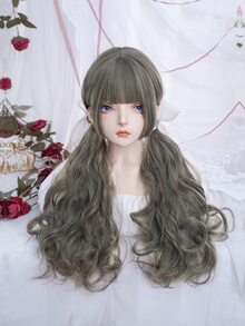 alicegarden Peluca sintética largo rizado con tupe - Gris - Ver 4