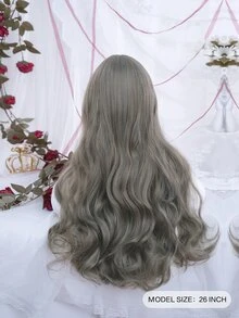 alicegarden Peluca sintética largo rizado con tupe - Gris - Ver 5