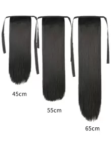 Long Straight Ponytail Synthetic Hair Extension - Black - View 1