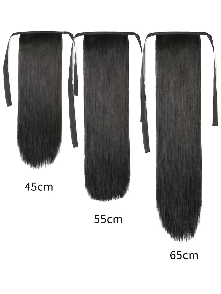 Long Straight Ponytail Synthetic Hair Extension - Black - View 1