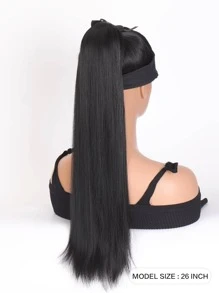 Long Straight Ponytail Synthetic Hair Extension - Black - View 2