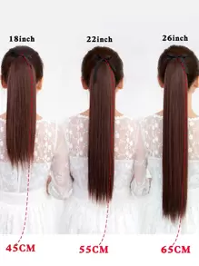 Long Straight Ponytail Synthetic Hair Extension - Black - View 6